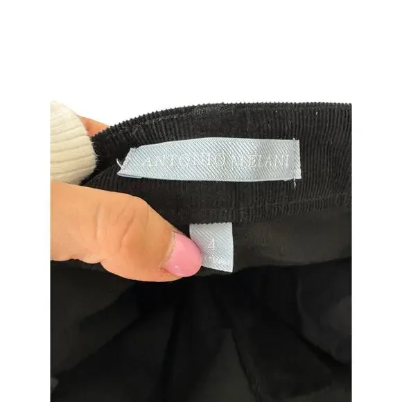 Antonio Melani Aria Black Corduroy Flare Mid Rise Classic Chino Pants - Picture 6 of 7